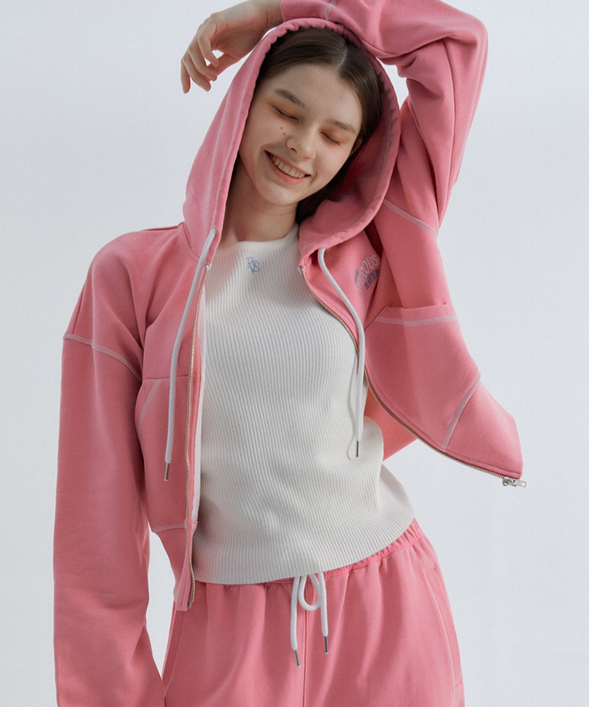 레이버러스(RAVEROUS) RVS 후드 집업 핑크