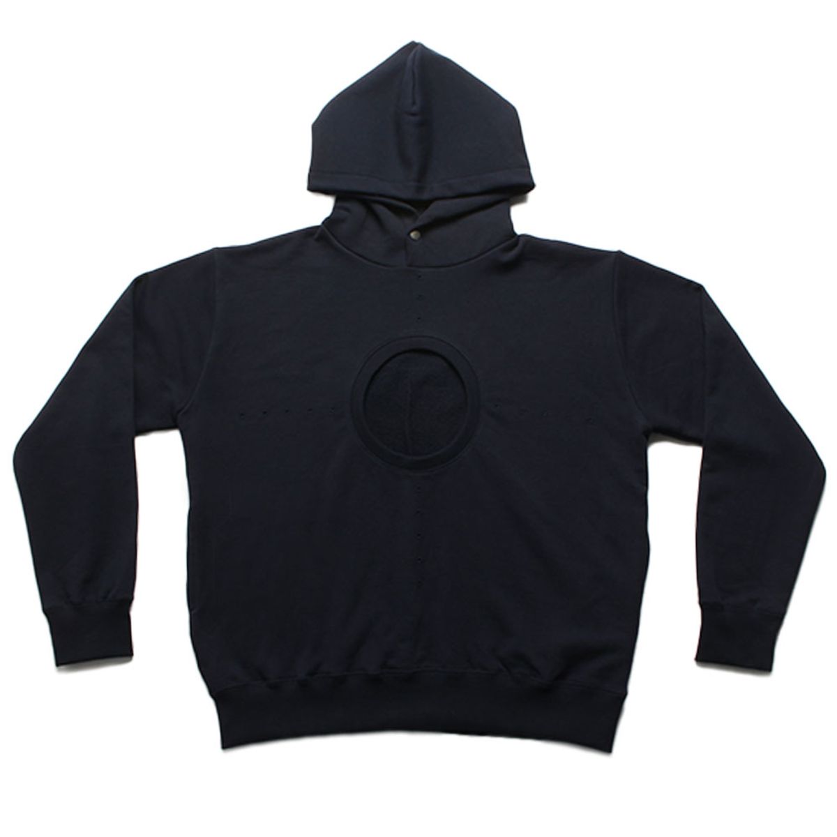 이레귤러(IRREGULAR) CIRCLE CUT AND PUNCHED HOODIE (NAVY)