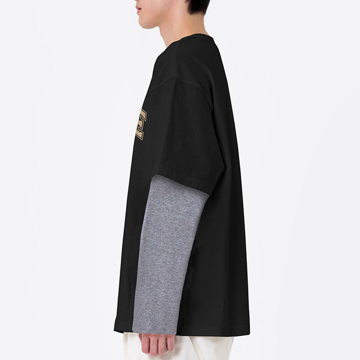 쿨트(KULTE) A-COLLEGE LAYERED T-SHIRT 블랙