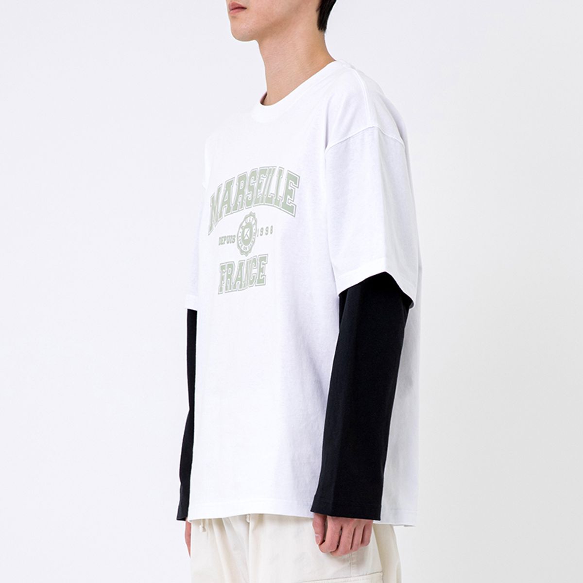 쿨트(KULTE) A-COLLEGE LAYERED T-SHIRT 화이트