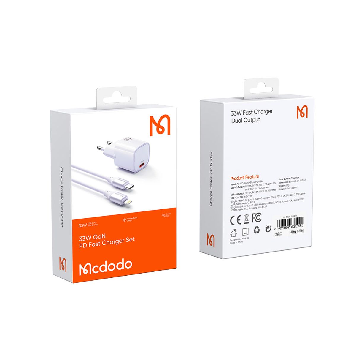 맥도도(MCDODO) GaN PD3.0 PPS 33W 초고속 미니 충전기+C타입 to 8핀 케이블 CH352