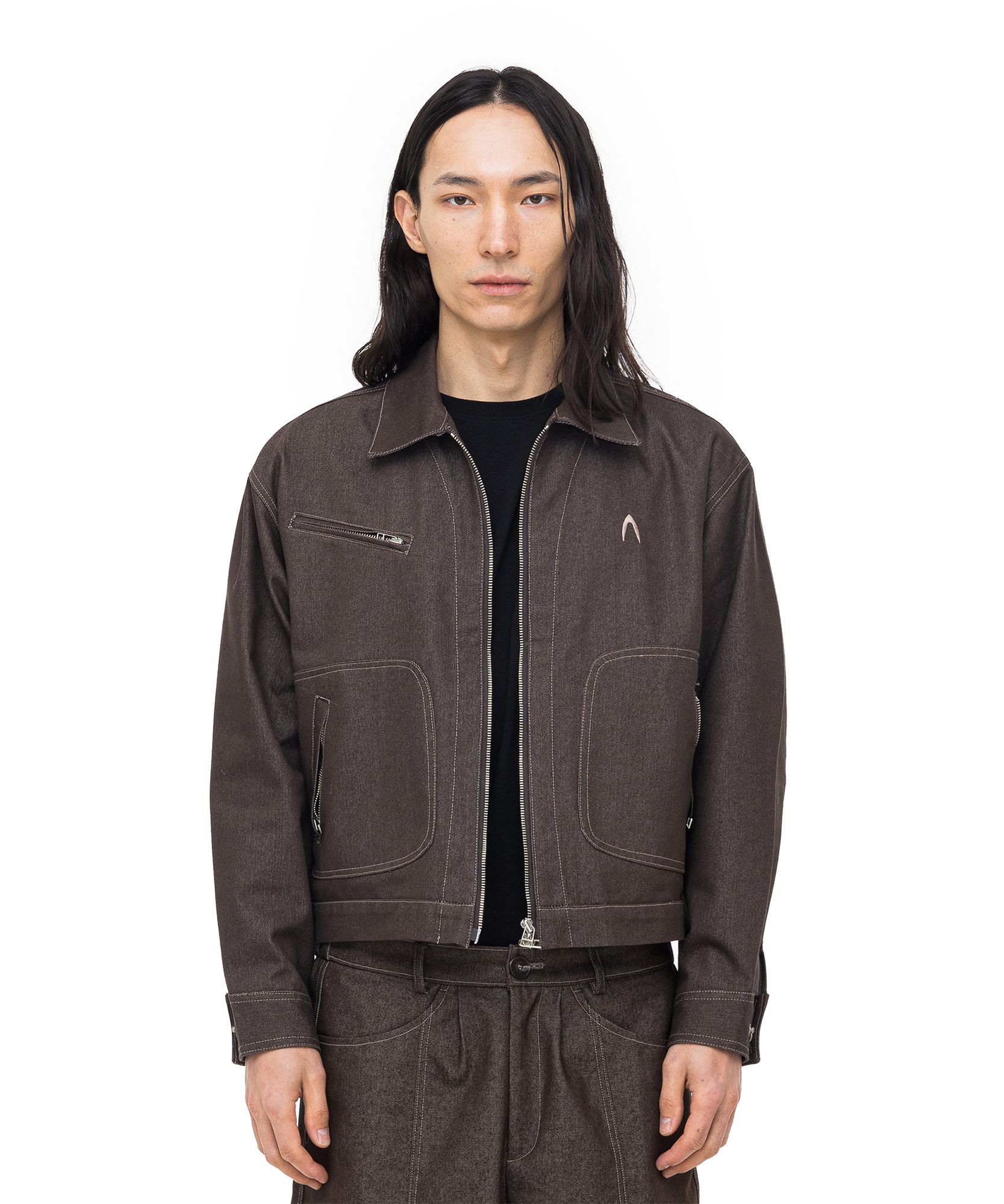 MUSINSA | AAKAM Stitch Zip-up Denim Jacket (Brown)