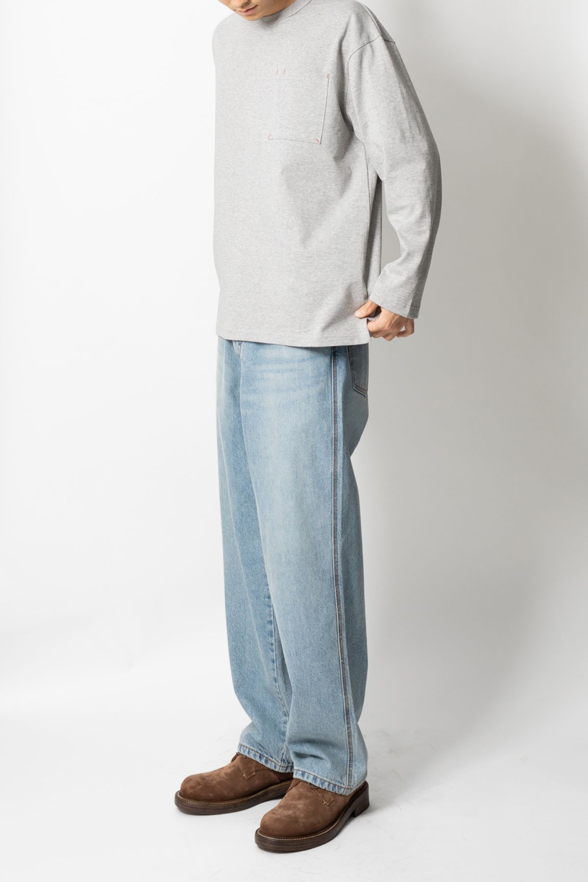 홀리선(HORLISUN) Lawrence Long Sleeve T-shirt Melange Gray