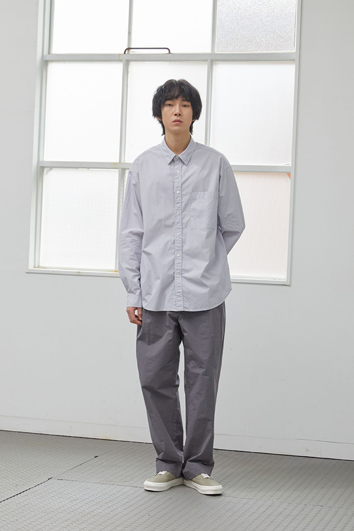 홀리선(HORLISUN) 23SS Jane Solid Extra Typewriter Shirt Soft Lavender