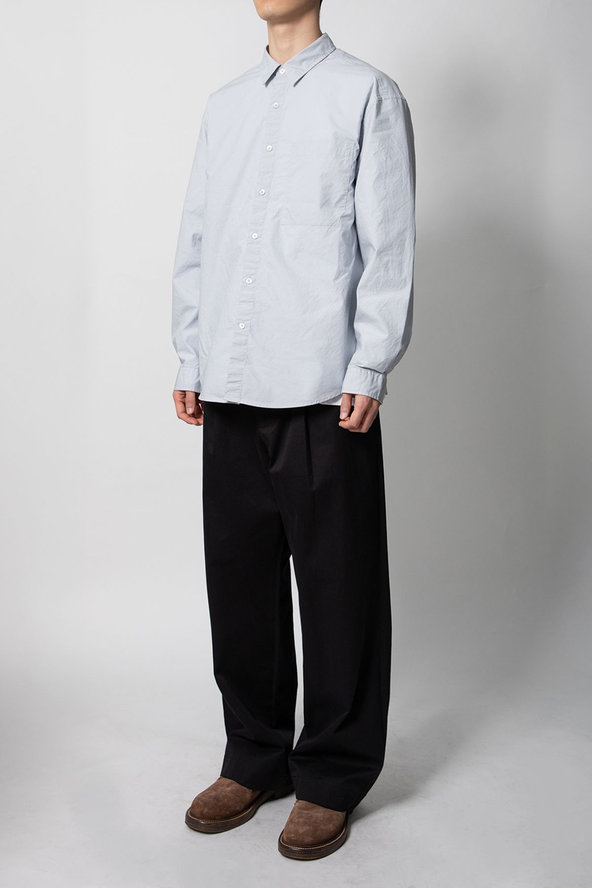 홀리선(HORLISUN) Jane Solid Extra Typewriter Shirt Light Blue