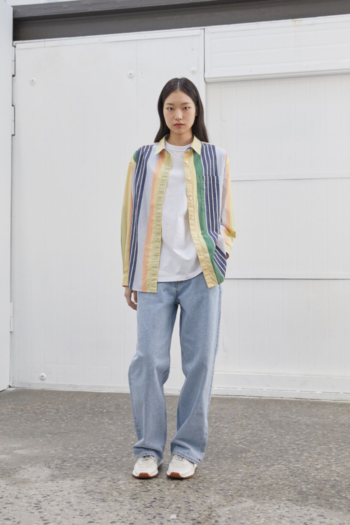 홀리선(HORLISUN) 23SS Osborne Multi Stripe Shirt for Women Yellow