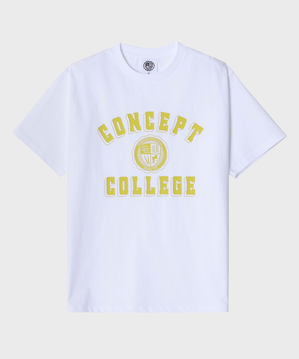 컨셉트컬리지(CONCEPTCOLLEGE) 클래식 빅 로고 크루넥 화이트 반팔 티셔츠 [남녀공용]