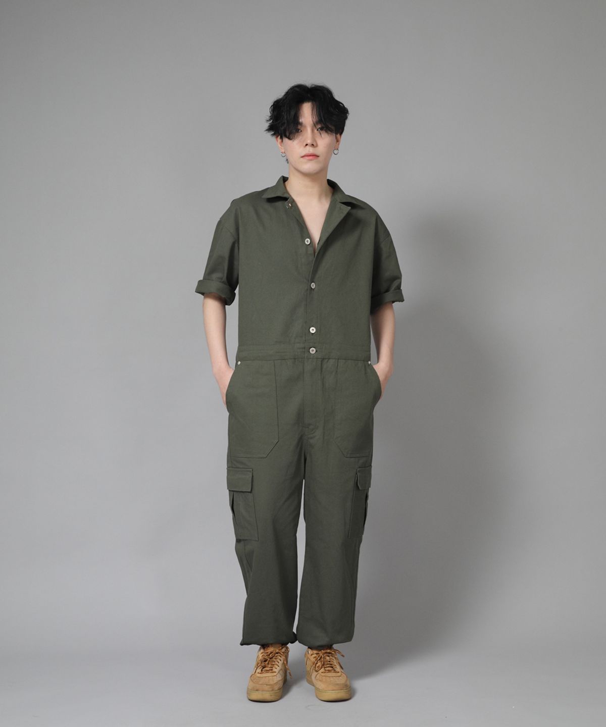 세인트크루(SAINTCREW) 레트로라인 카고조거 반팔점프슈트 RLCJ-515 카키