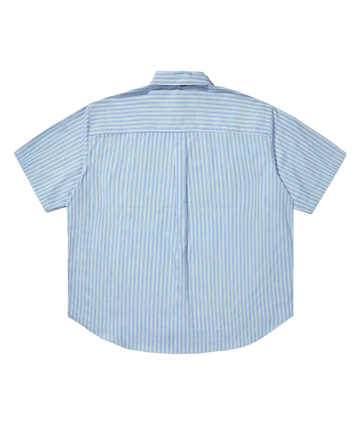사운즈라이프(SOUNDSLIFE) [Japan Fabric] Back Loop Short Sleeve Stripe Shirt Sky Blue