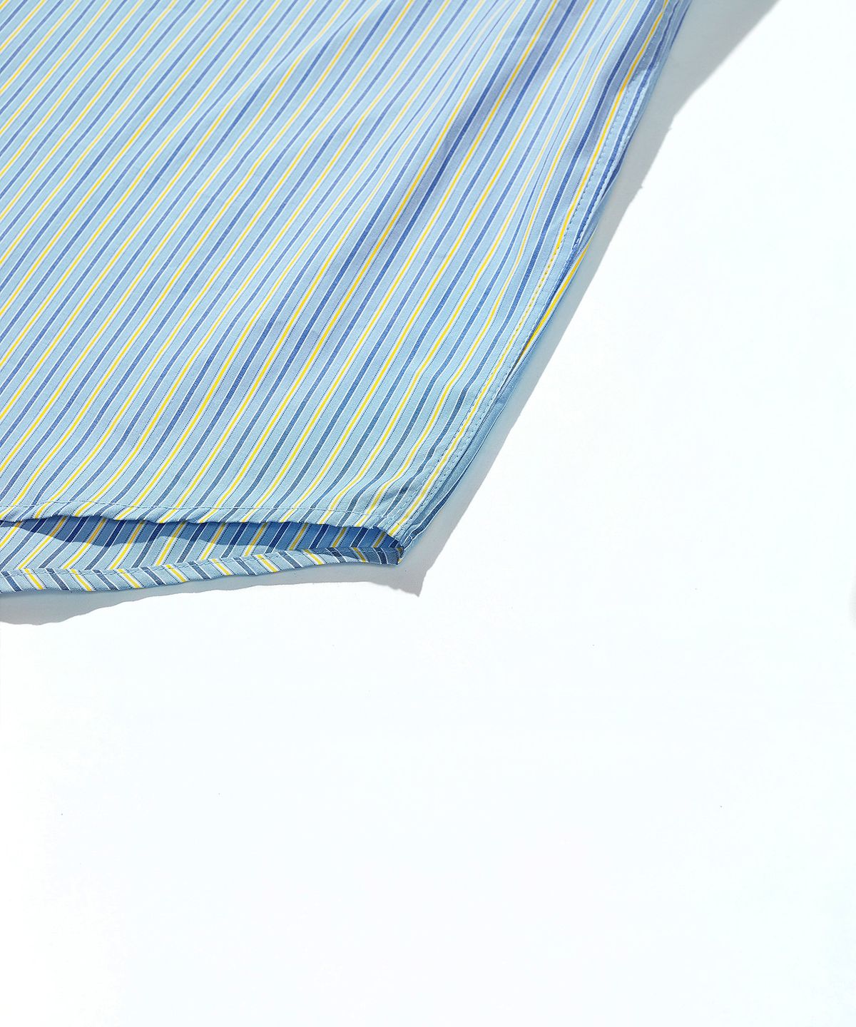 사운즈라이프(SOUNDSLIFE) [Japan Fabric] Back Loop Short Sleeve Stripe Shirt Sky Blue