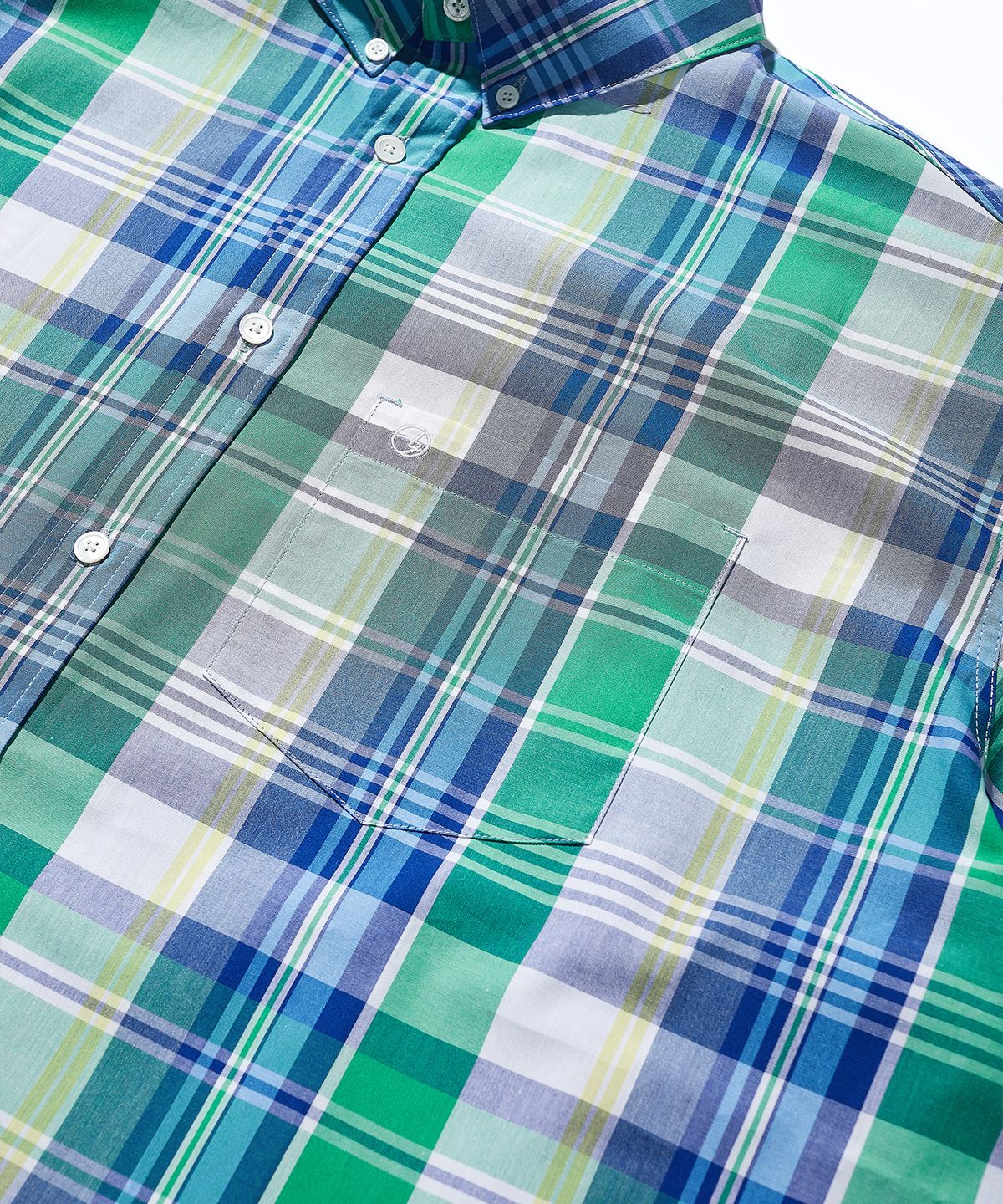 사운즈라이프(SOUNDSLIFE) [Japan Fabric] Back Loop Short Sleeve Check Shirt Blue