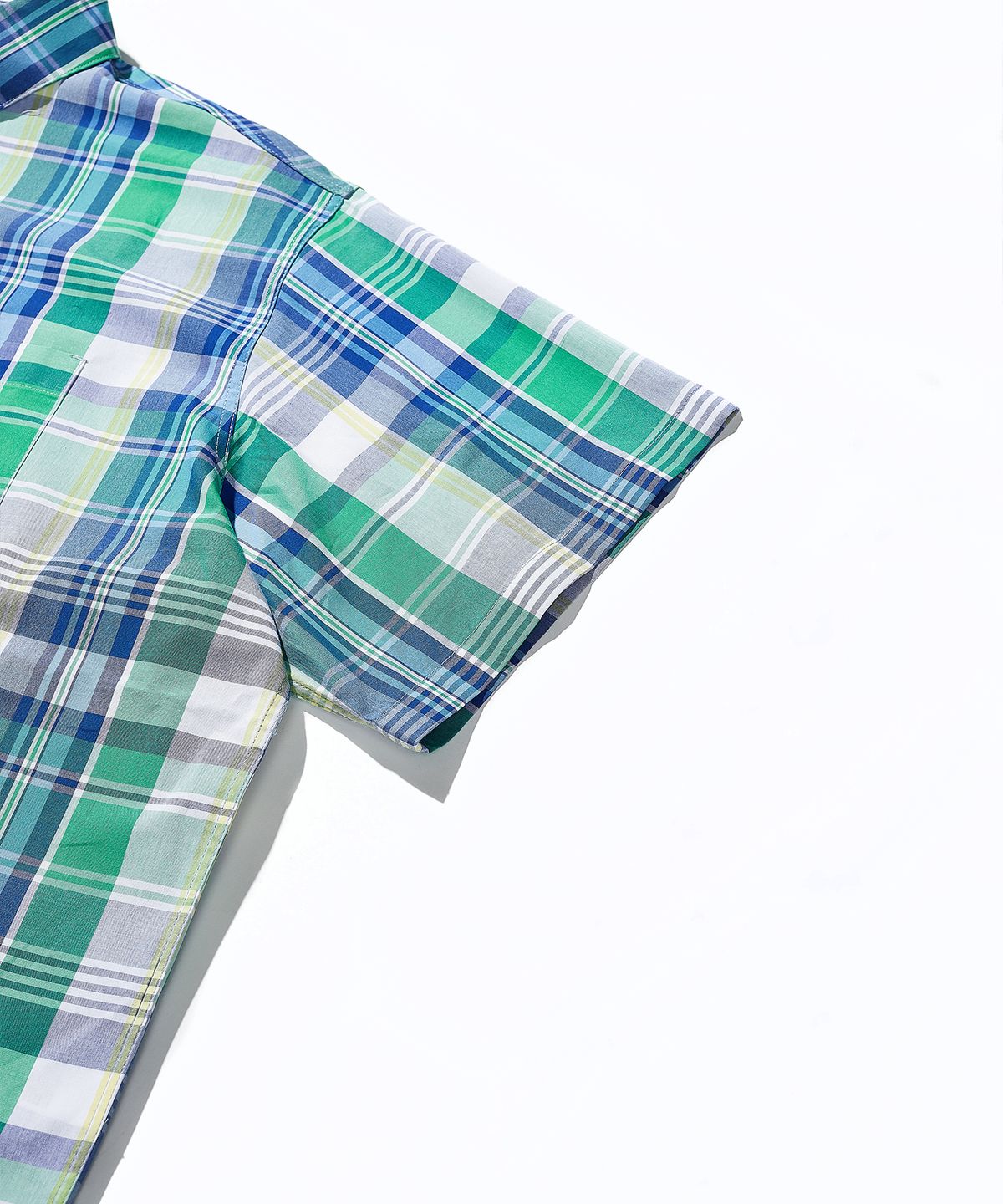 사운즈라이프(SOUNDSLIFE) [Japan Fabric] Back Loop Short Sleeve Check Shirt Blue