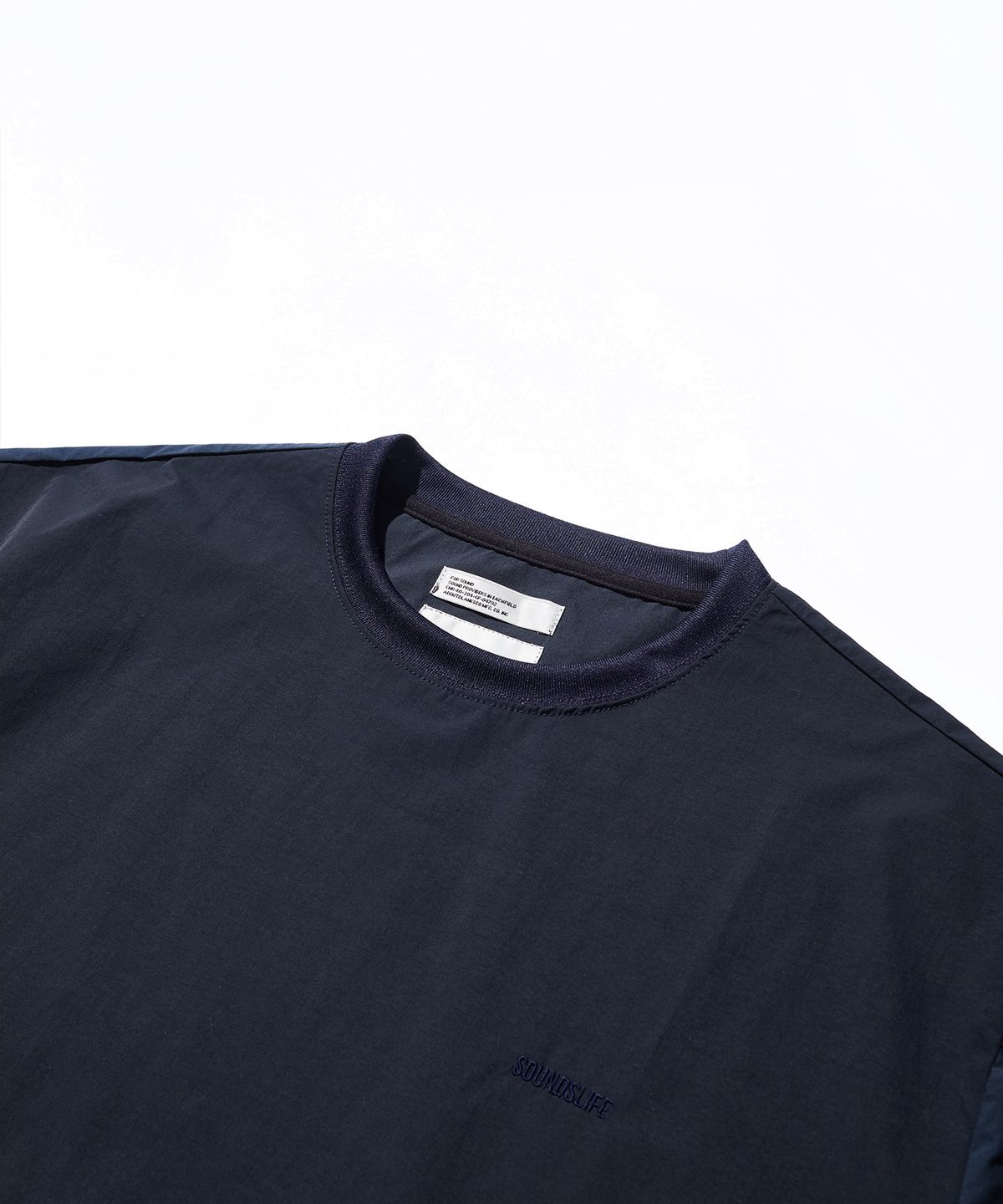 사운즈라이프(SOUNDSLIFE) Logo Nylon Woven Pocket T-Shirt Navy