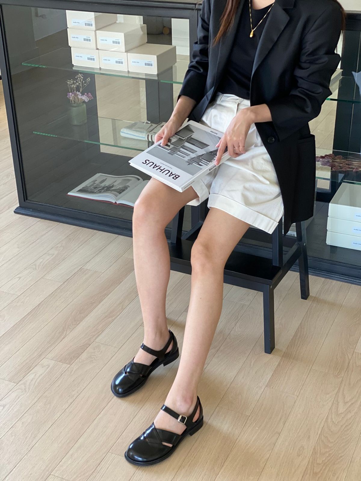 쥬다르(JEU DART) mer strap sandal black