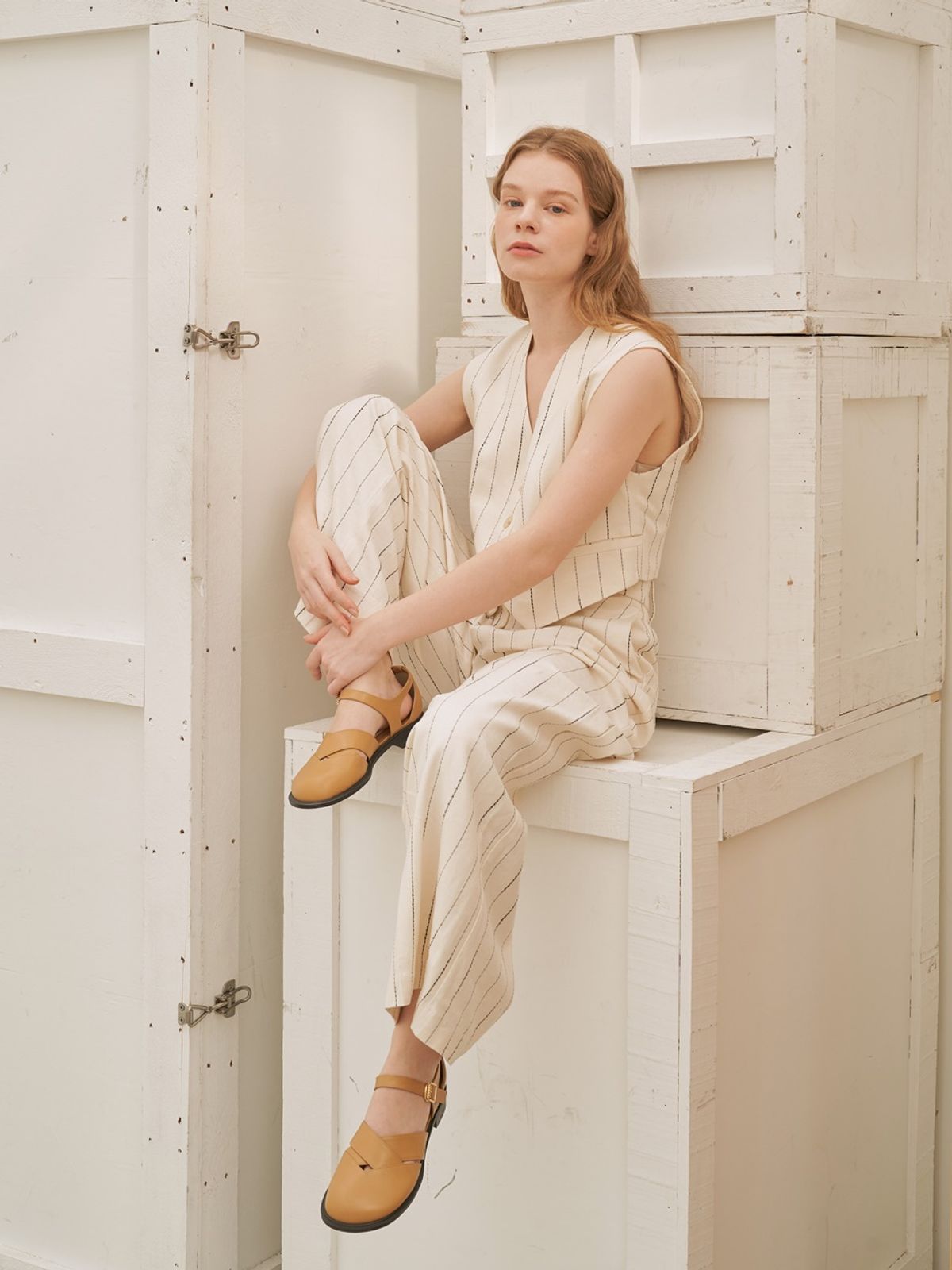 쥬다르(JEU DART) mer strap sandal beige
