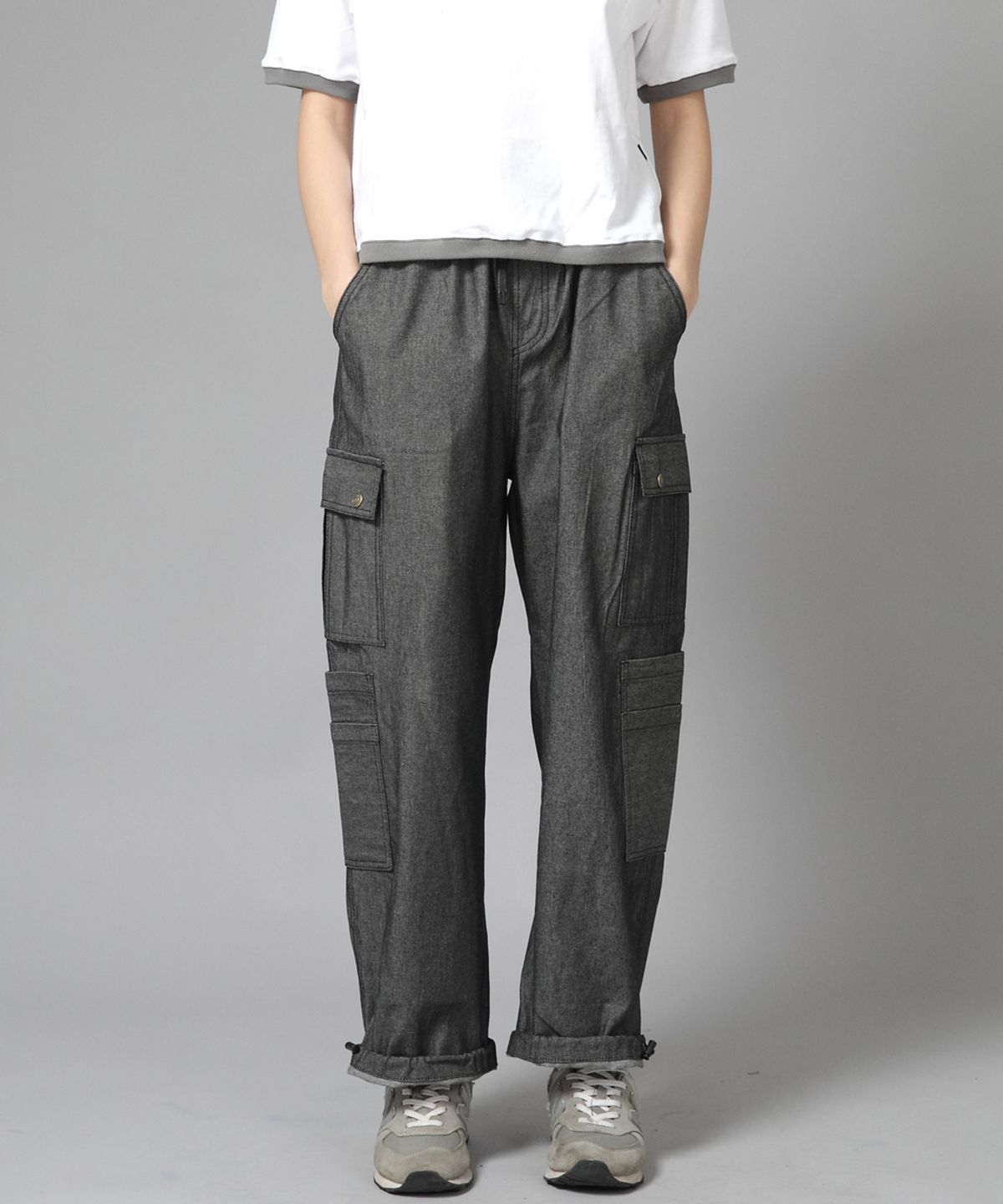 세인트크루(SAINTCREW) 더블카고 스트링 조거팬츠 DCJ-338 데님 그레이블랙
