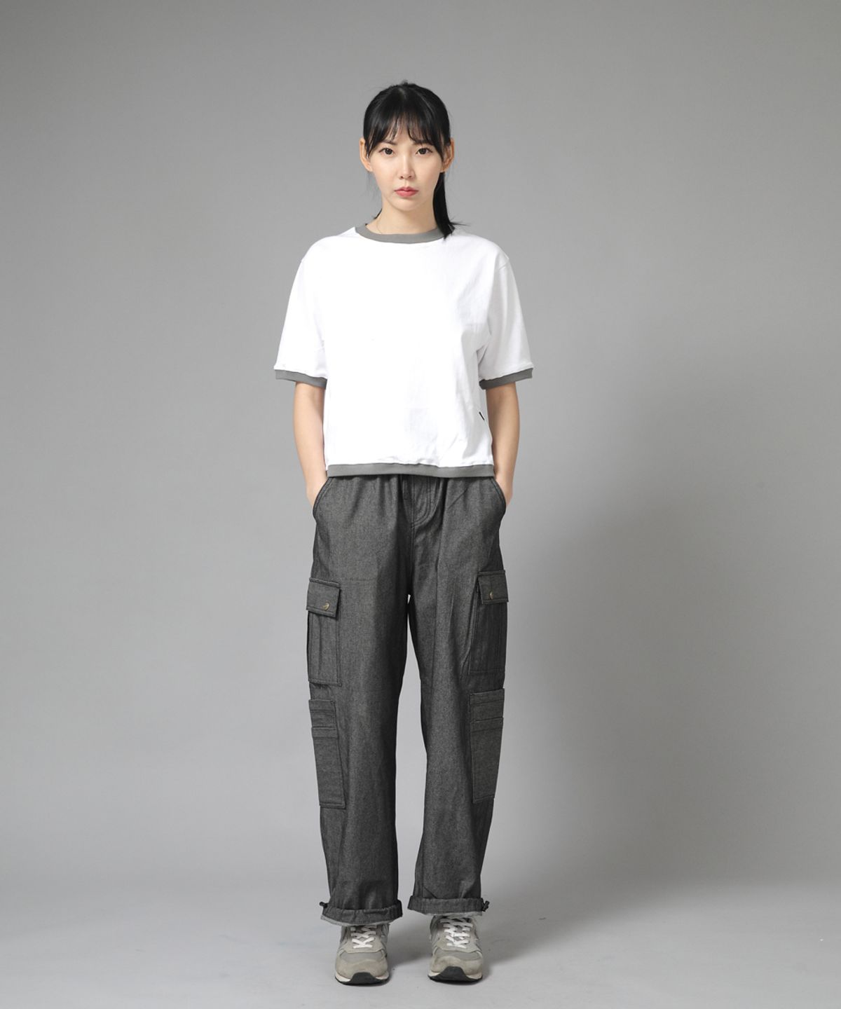 세인트크루(SAINTCREW) 더블카고 스트링 조거팬츠 DCJ-338 데님 그레이블랙