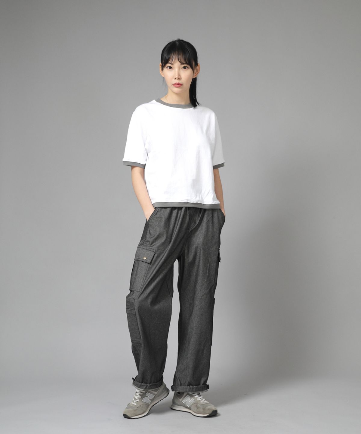 세인트크루(SAINTCREW) 더블카고 스트링 조거팬츠 DCJ-338 데님 그레이블랙