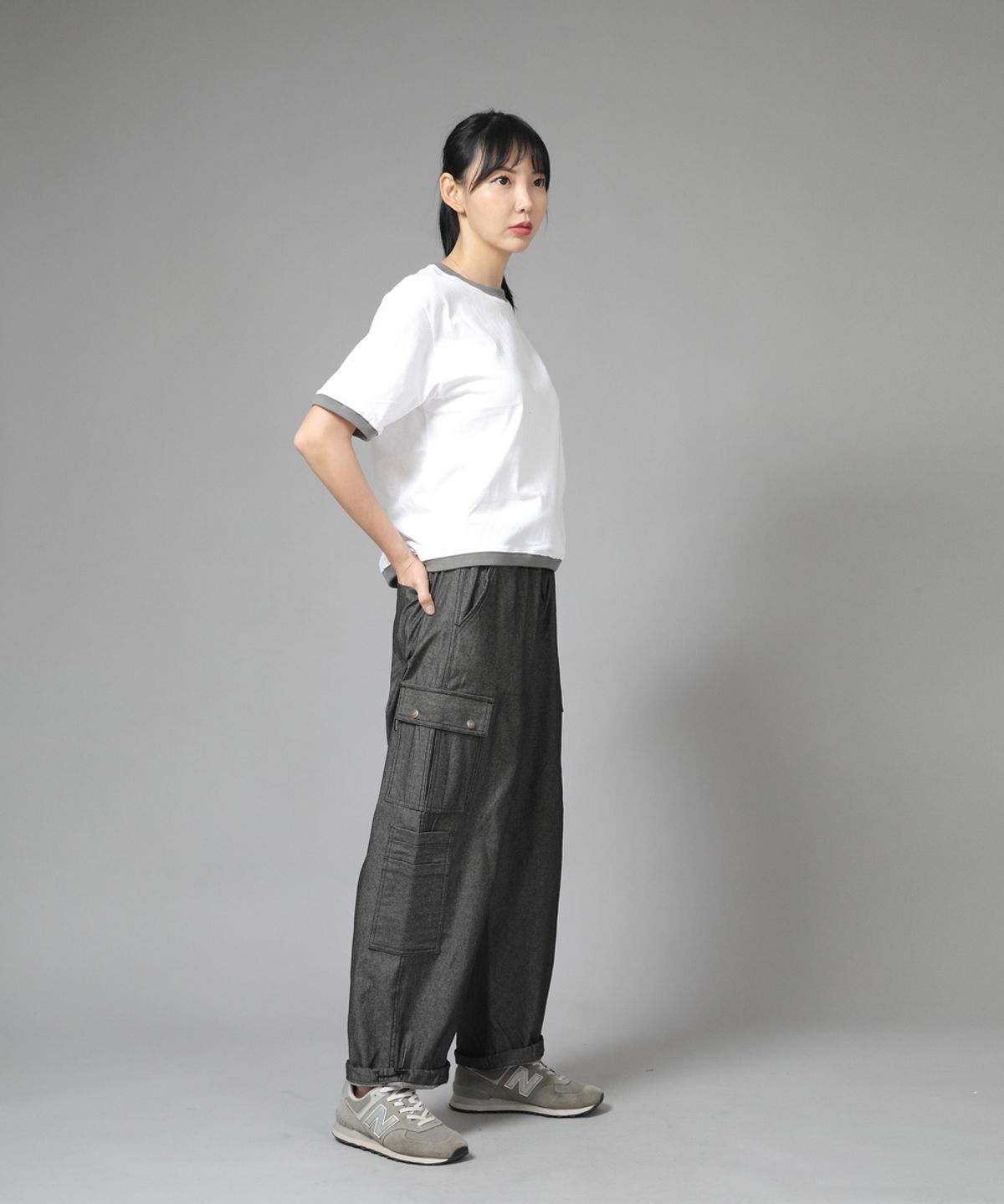 세인트크루(SAINTCREW) 더블카고 스트링 조거팬츠 DCJ-338 데님 그레이블랙