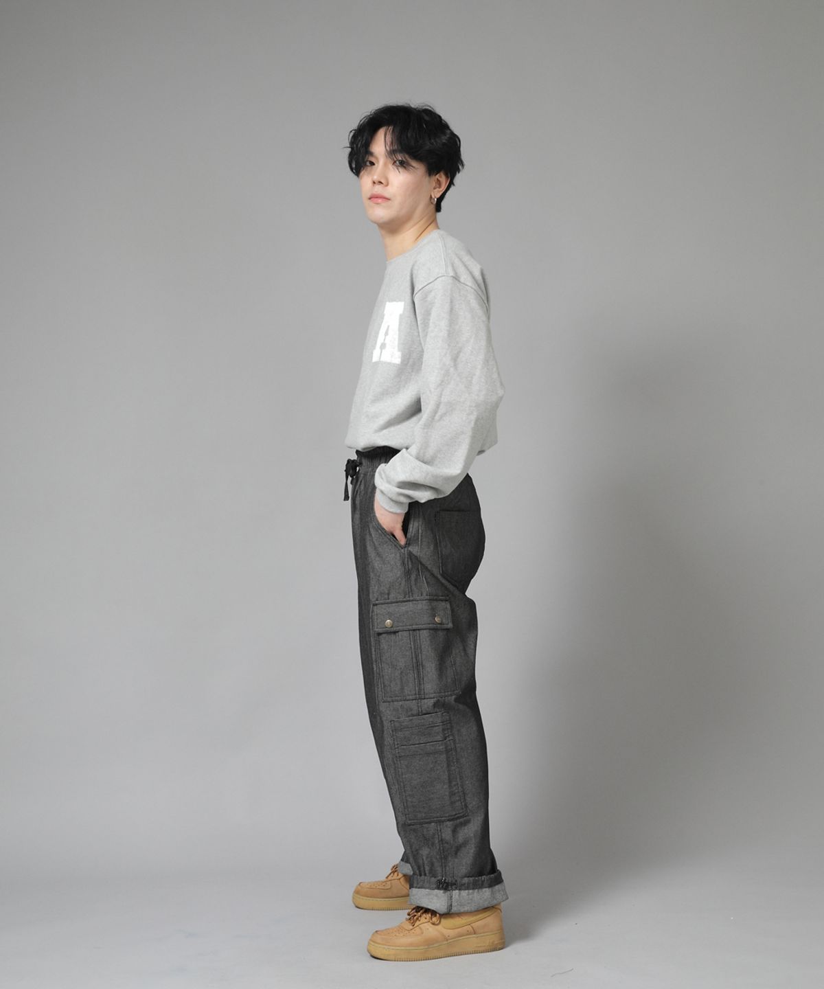 세인트크루(SAINTCREW) 더블카고 스트링 조거팬츠 DCJ-338 데님 그레이블랙