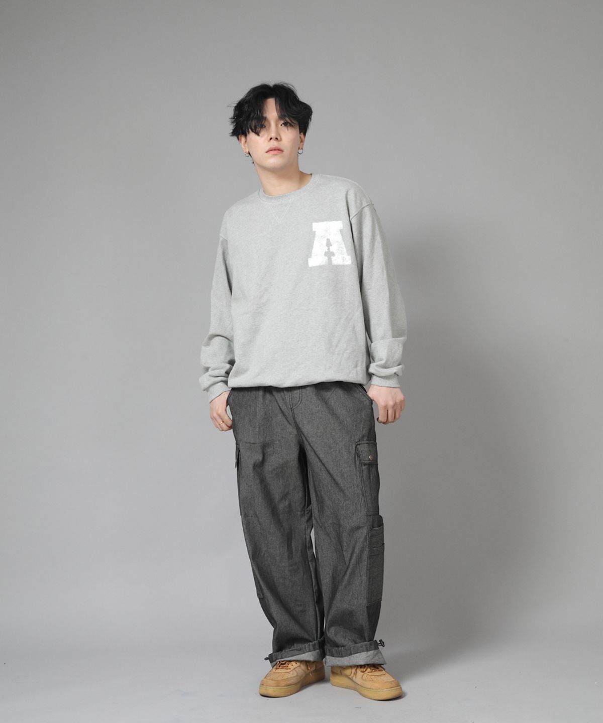 세인트크루(SAINTCREW) 더블카고 스트링 조거팬츠 DCJ-338 데님 그레이블랙