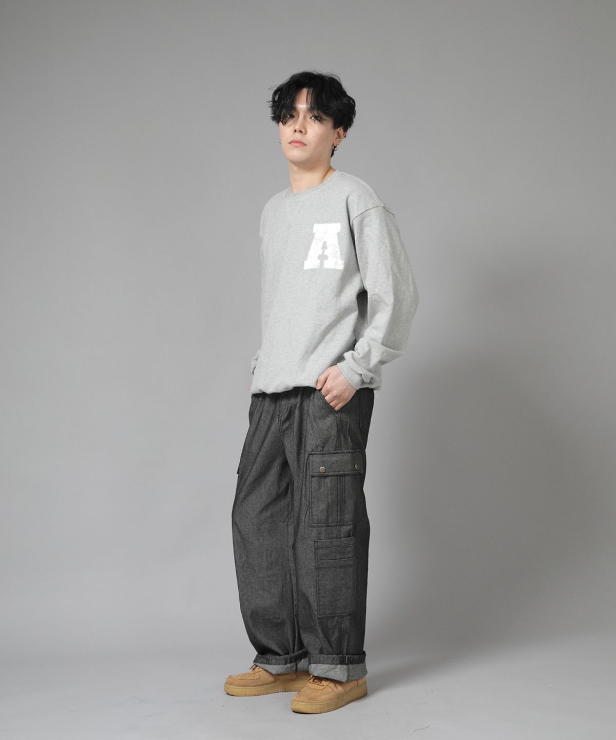 세인트크루(SAINTCREW) 더블카고 스트링 조거팬츠 DCJ-338 데님 그레이블랙