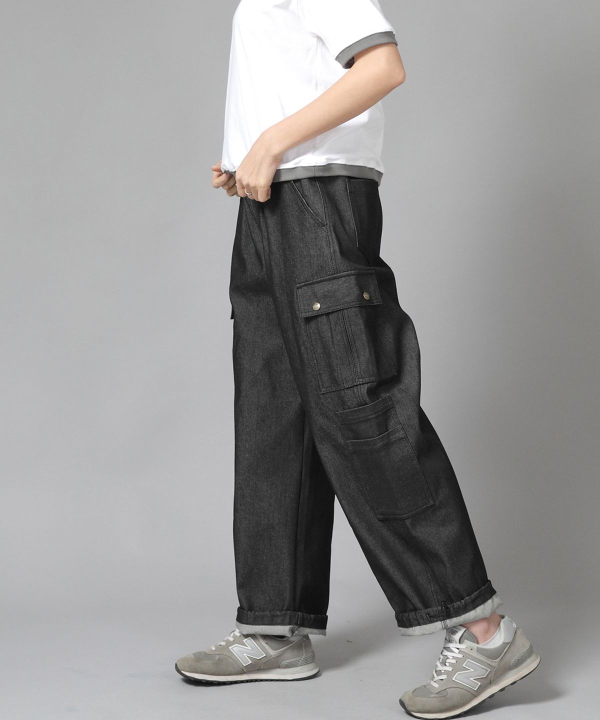세인트크루(SAINTCREW) 더블카고 스트링 조거팬츠 DCJ-338 데님 블랙 BKS