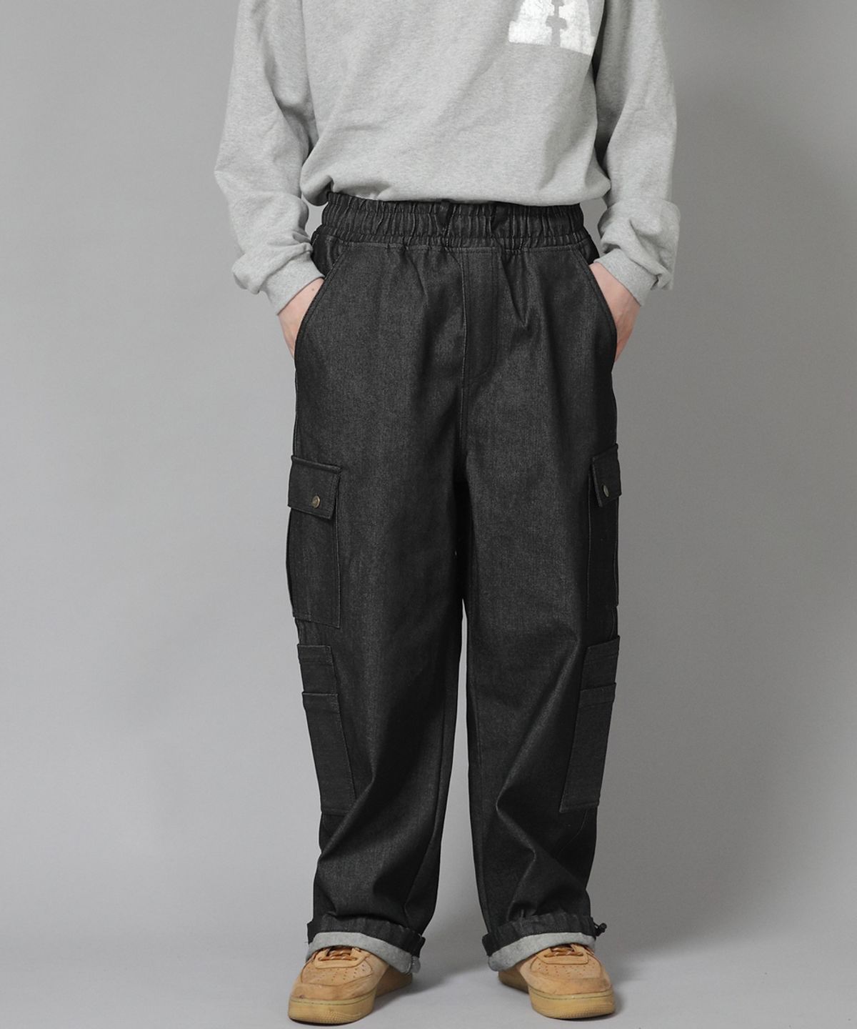 세인트크루(SAINTCREW) 더블카고 스트링 조거팬츠 DCJ-338 데님 블랙 BKS