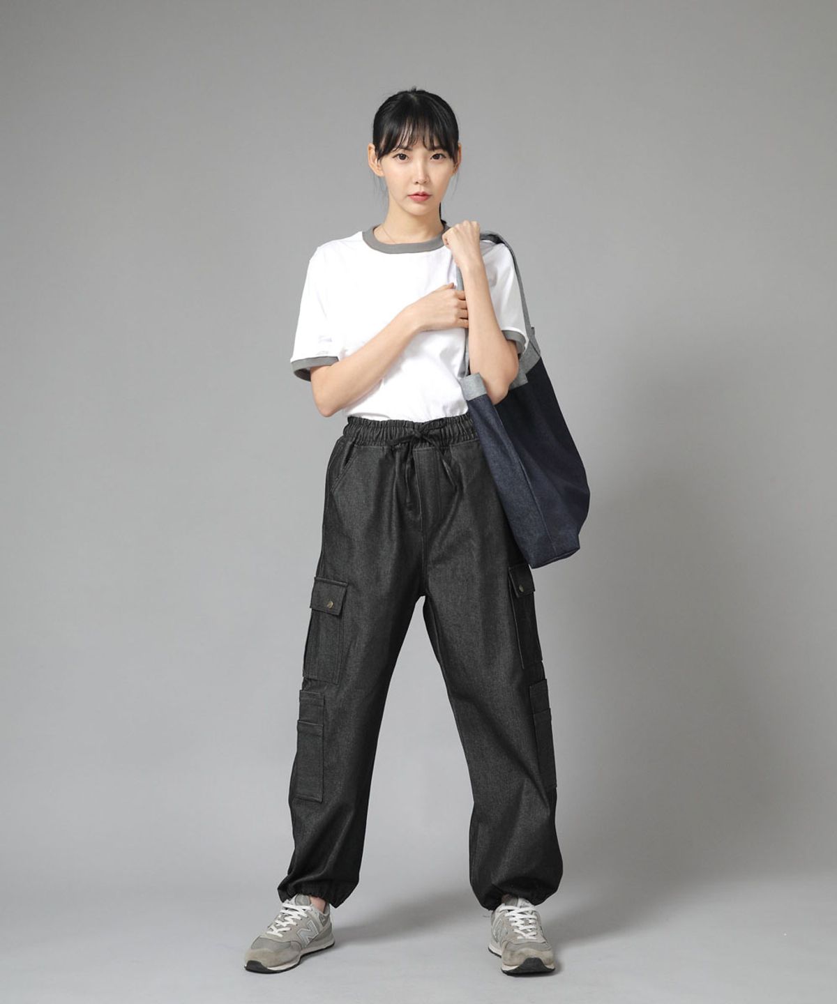 세인트크루(SAINTCREW) 더블카고 스트링 조거팬츠 DCJ-338 데님 블랙 BKS
