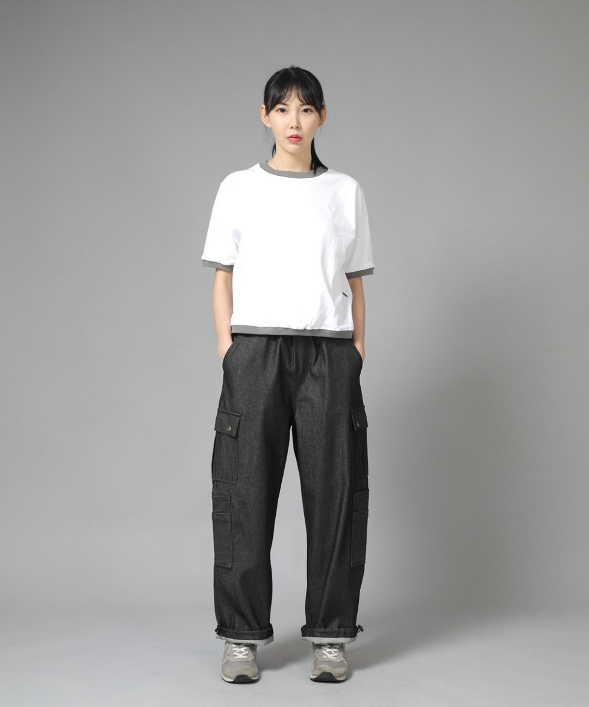세인트크루(SAINTCREW) 더블카고 스트링 조거팬츠 DCJ-338 데님 블랙 BKS