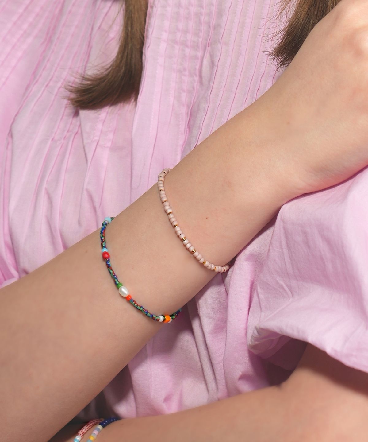 봉보(BONBEAU) Gold edge simple color beads Bracelet 골드 엣지 심플 컬러 레이어드 비즈 팔찌