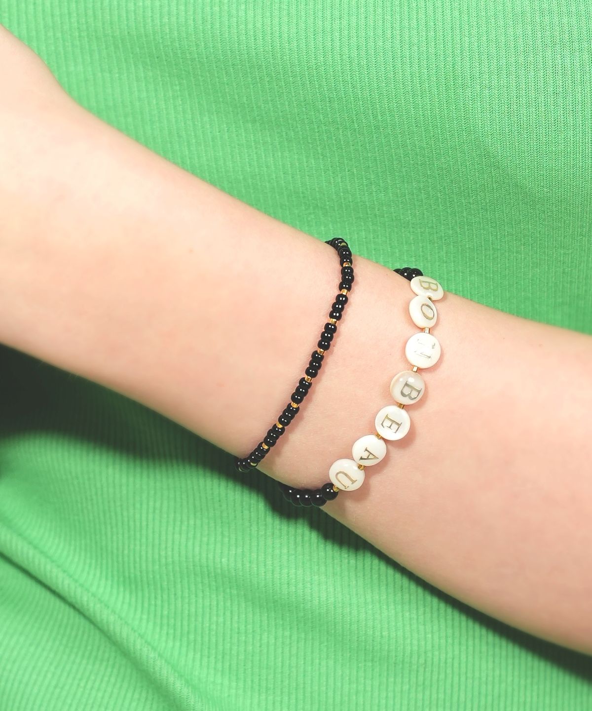 봉보(BONBEAU) Gold edge simple color beads Bracelet 골드 엣지 심플 컬러 레이어드 비즈 팔찌
