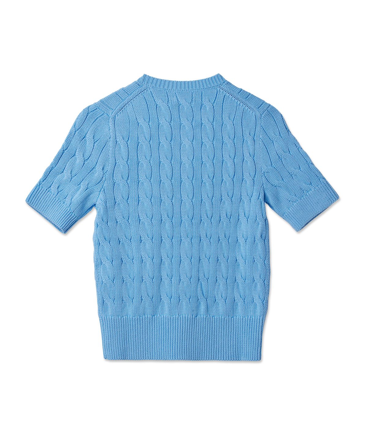 폴로 랄프 로렌(POLO RALPH LAUREN) W 케이블 니트 숏 슬리브 가디건 - 블루