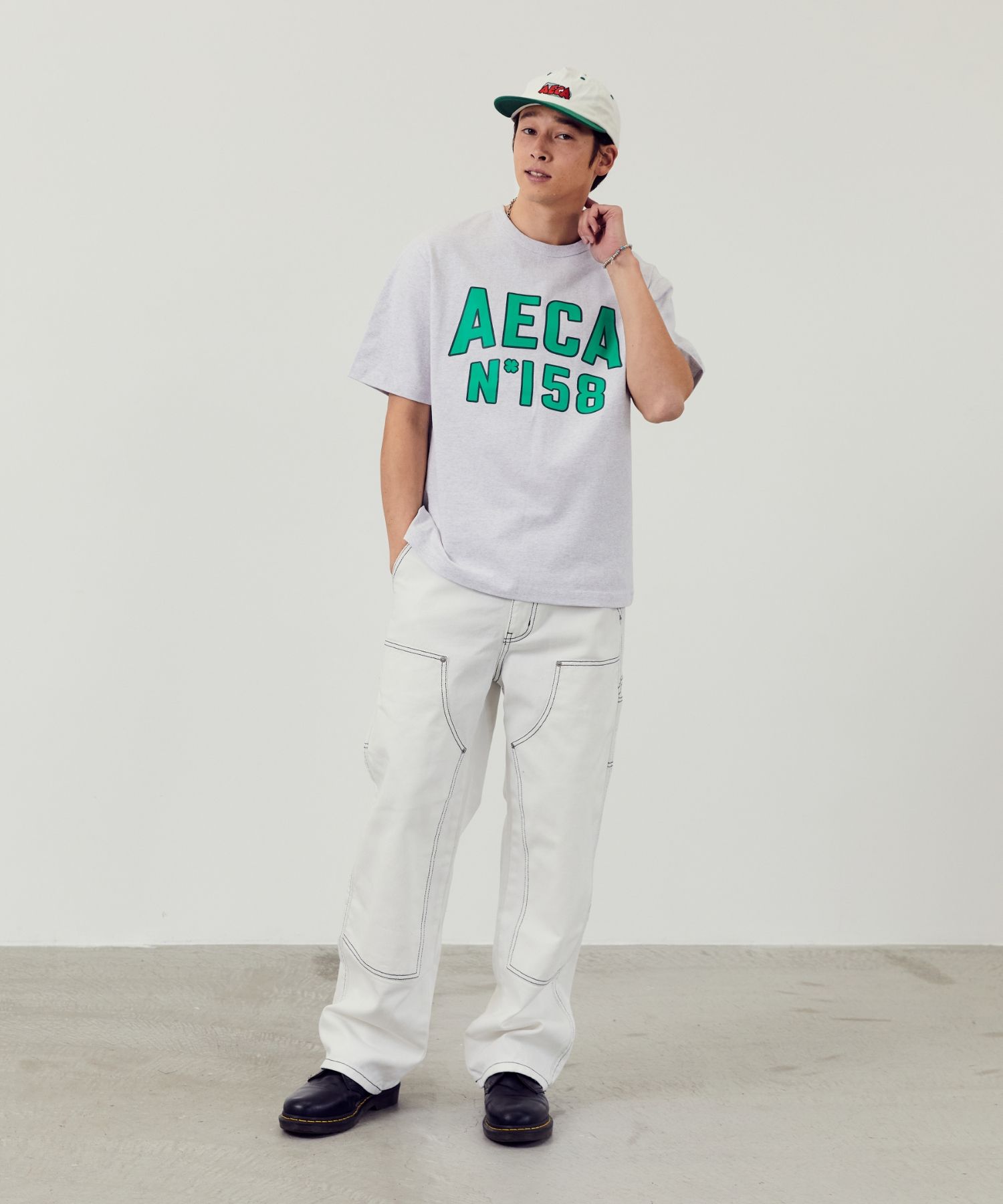 MUSINSA公式 | AECA WHITE TEAM AECA HALF SLEEVE TEE-LIGHT GRAY