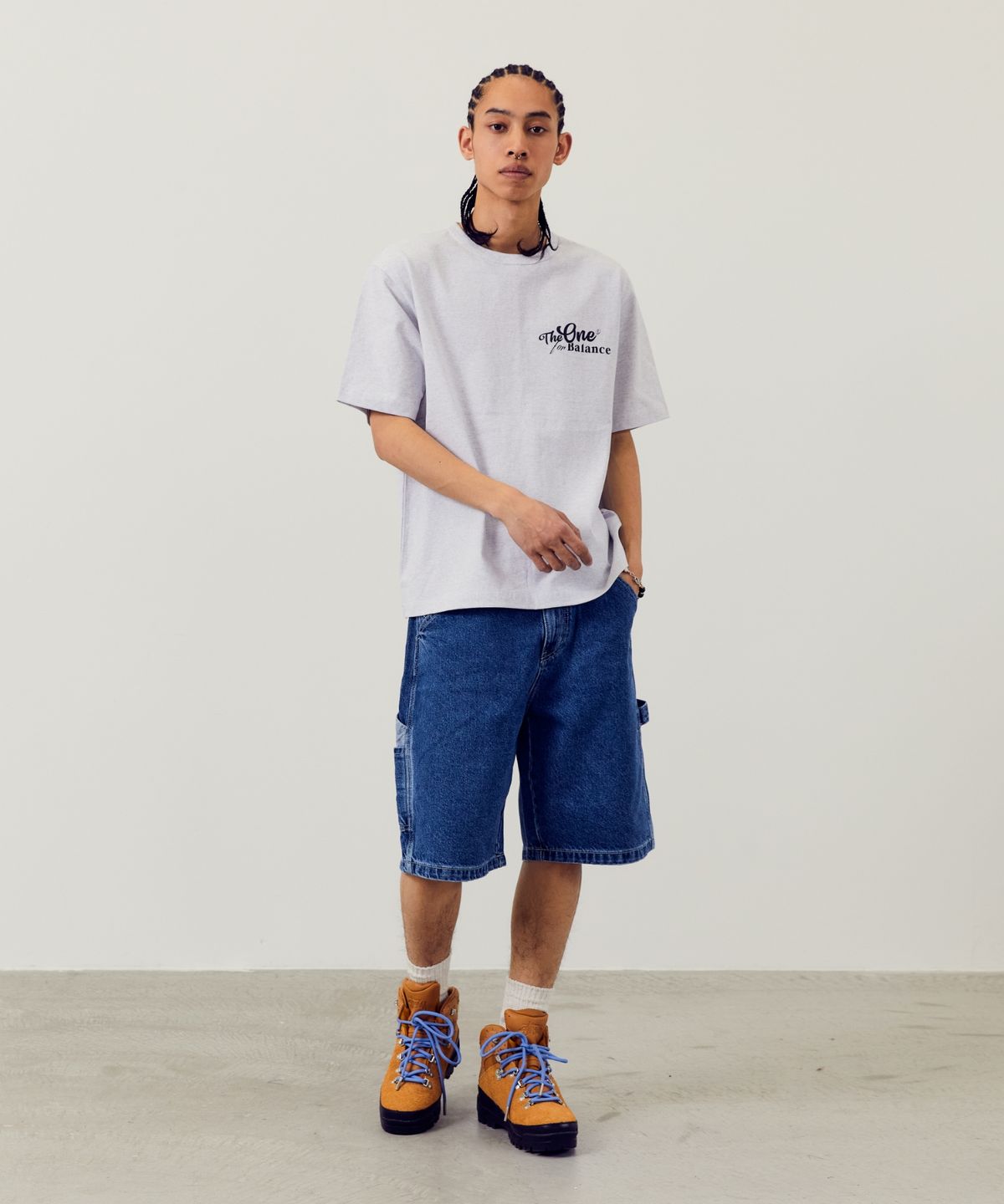 에이카화이트(AECA) MUTUAL SIGN HALF SLEEVE TEE-LIGHT GREY