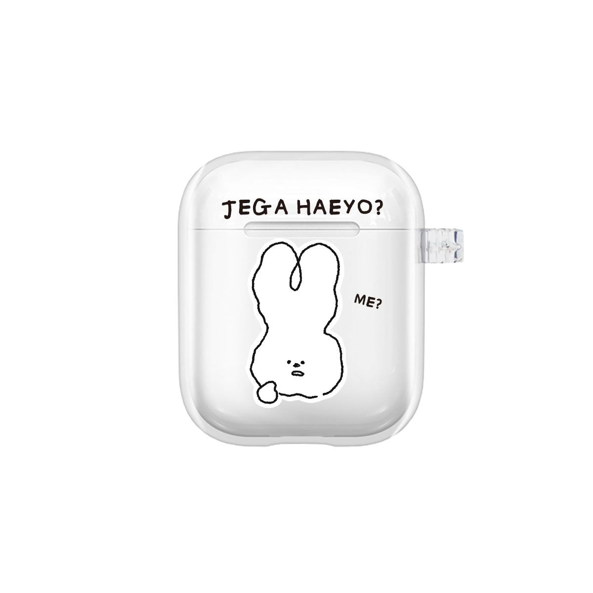 벌룬프렌즈(BALLOON FRIENDS) 에어팟 클리어케이스 WORKING RABBIT DOODLE