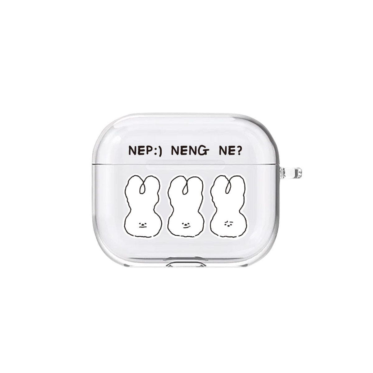 벌룬프렌즈(BALLOON FRIENDS) 에어팟 클리어케이스 WORKING RABBIT DOODLE