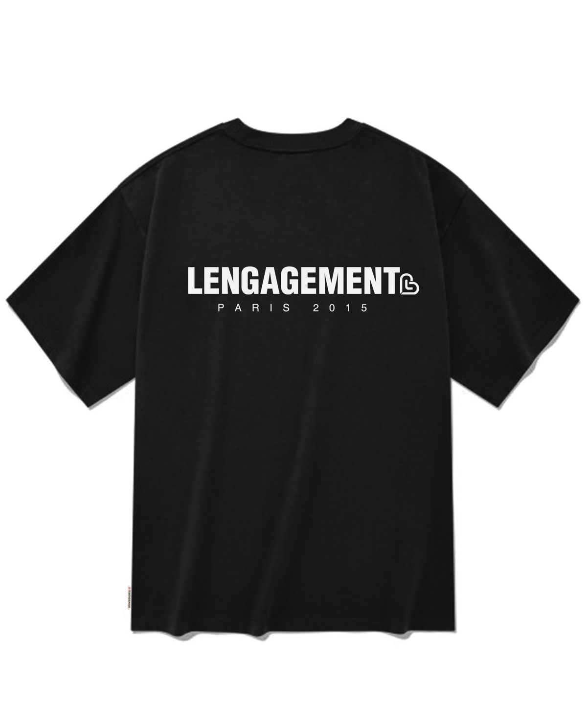 랑가주망(LENGAGEMENT) 오버사이즈  스몰 스토리 로고 반팔티 [블랙]