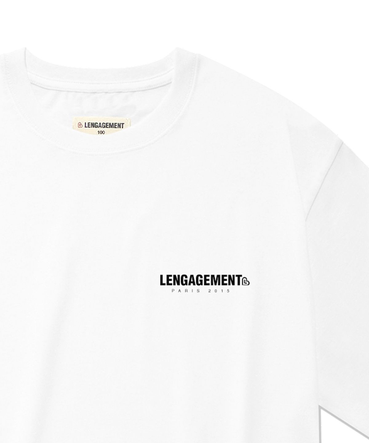 랑가주망(LENGAGEMENT) 오버사이즈  스몰 스토리 로고 반팔티 [화이트]