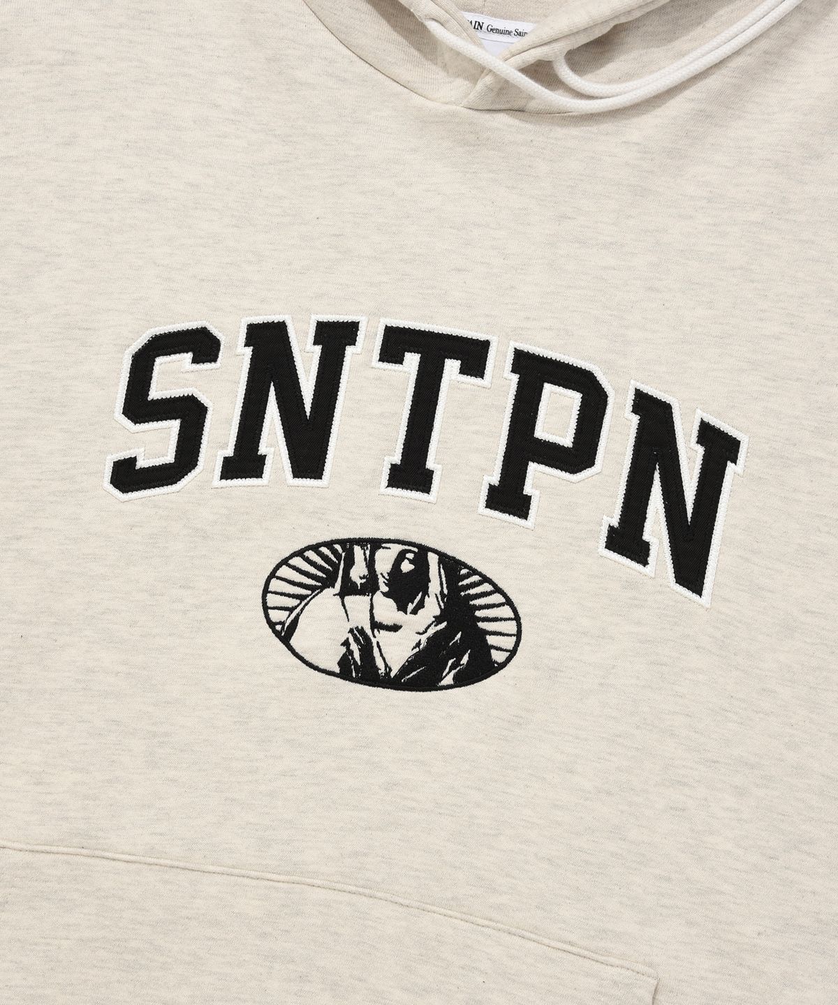 세인트페인(SAINTPAIN) SP SNTPN 아치 로고 후드-오트밀