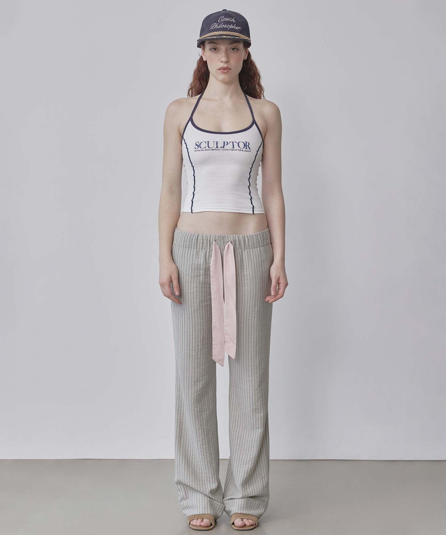 MUSINSA | SCULPTOR Classic Logo Halter Top White