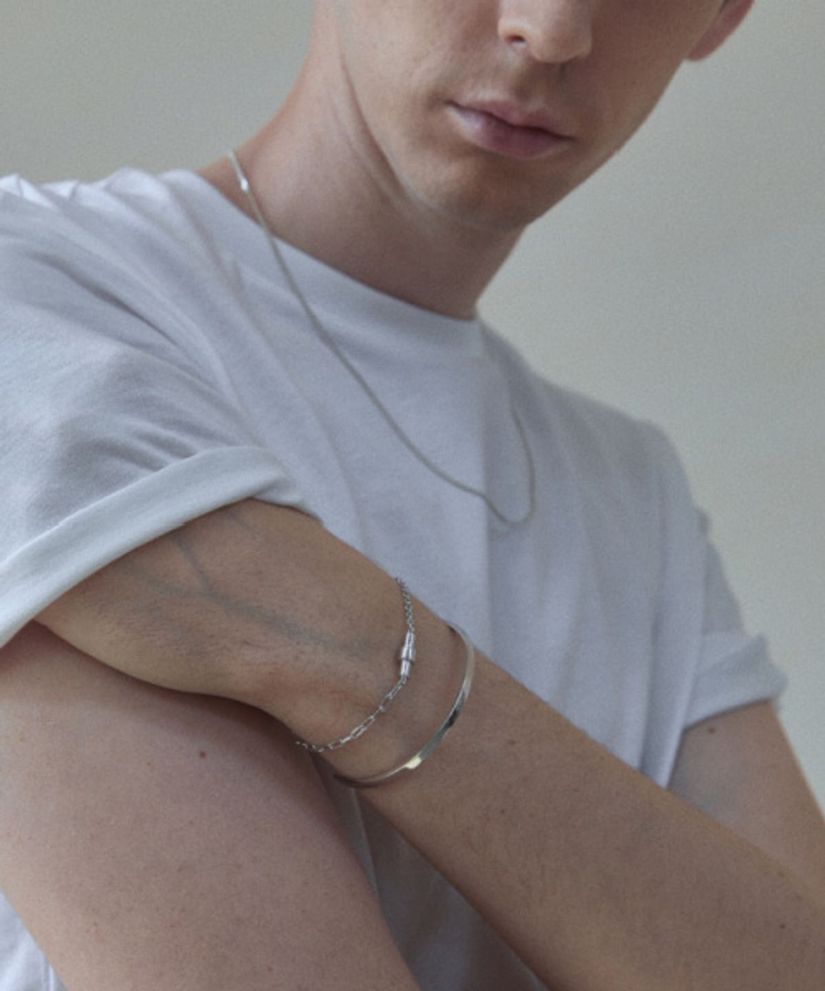 에이지47(AG47) [silver925] stick bracelet circle chain mix silver