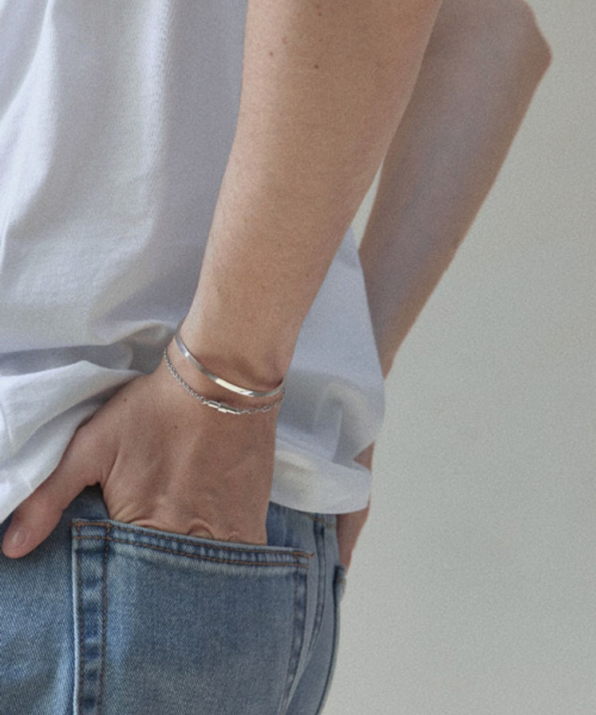 에이지47(AG47) [silver925] stick bracelet circle chain mix silver