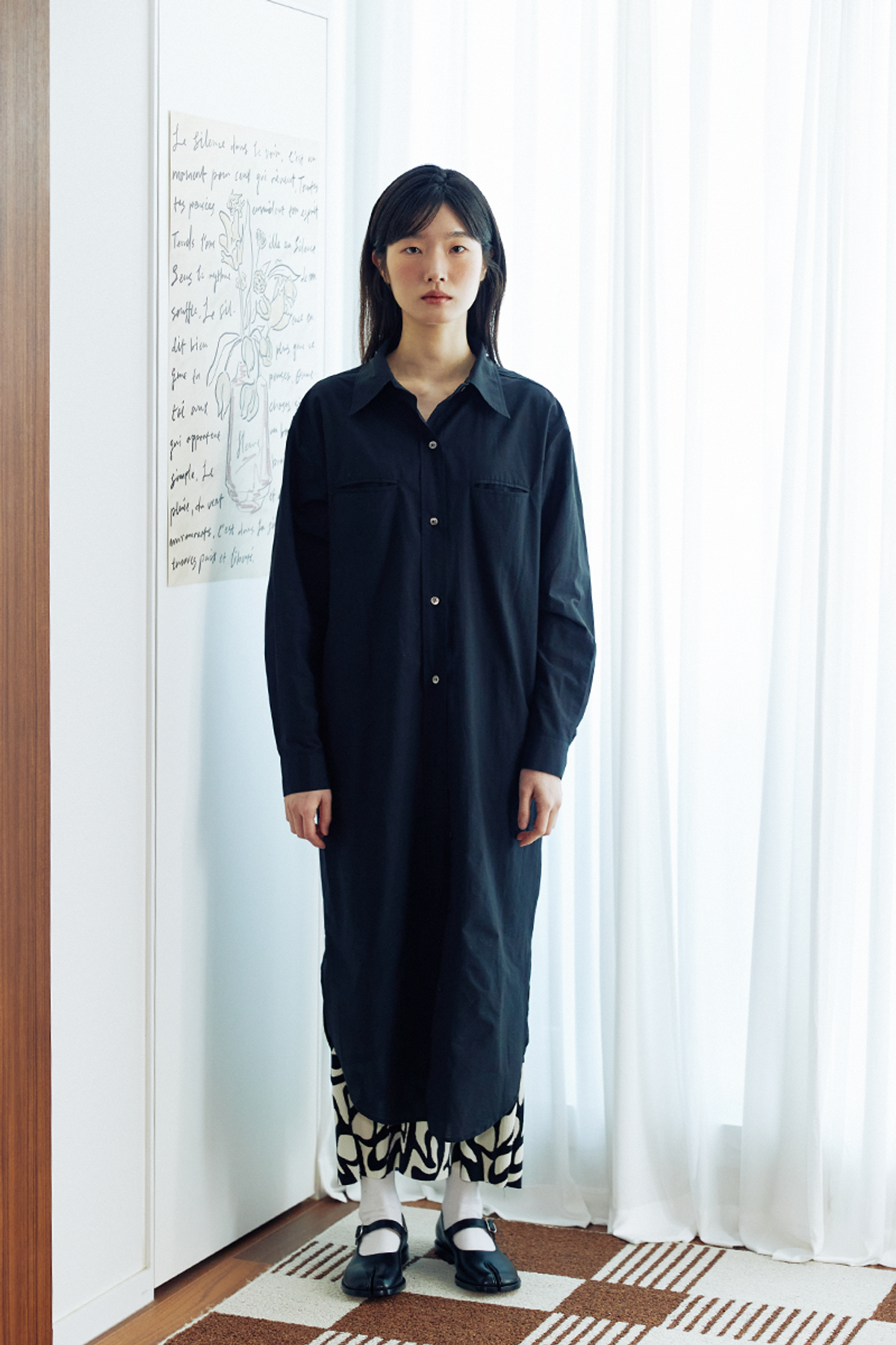 쿠키시(KOOKEESEE) 더블립 셔츠원피스 (블랙)