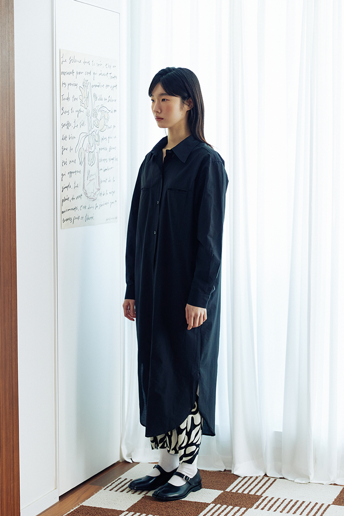 쿠키시(KOOKEESEE) 더블립 셔츠원피스 (블랙)