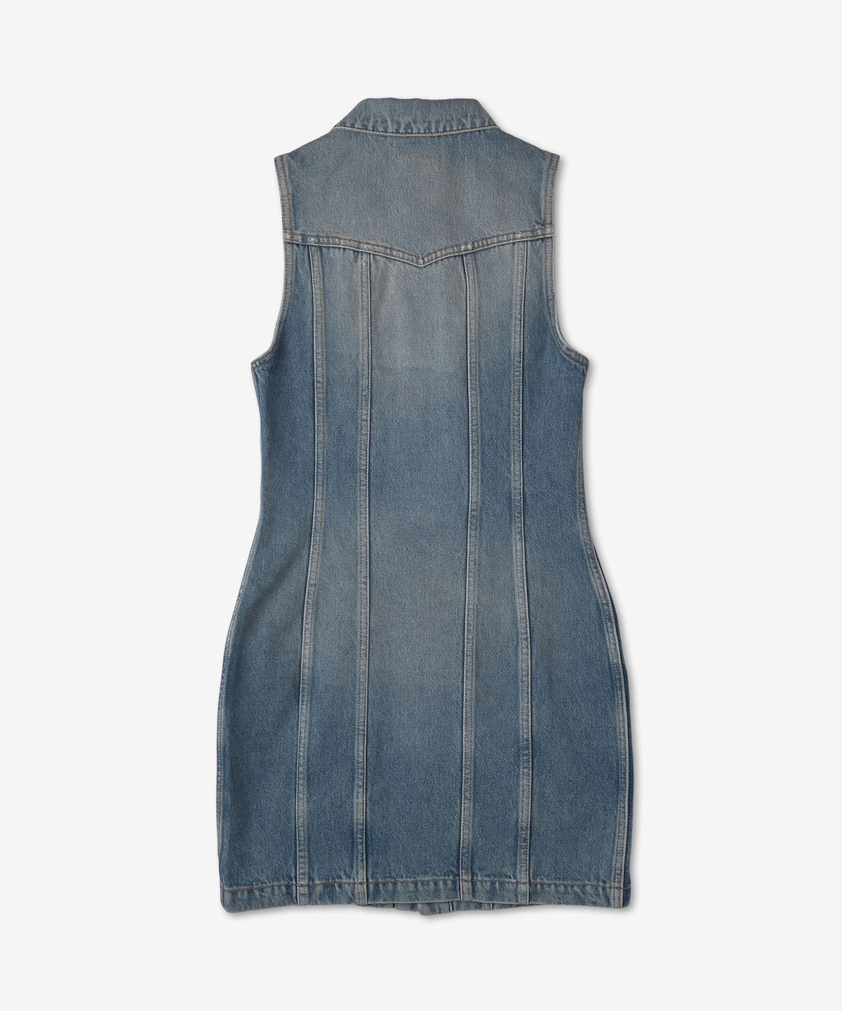 생로랑(SAINT LAURENT) 패서디나 슬리브리스 데님 원피스 - 워시드 블루 / 696374Y04PA4913