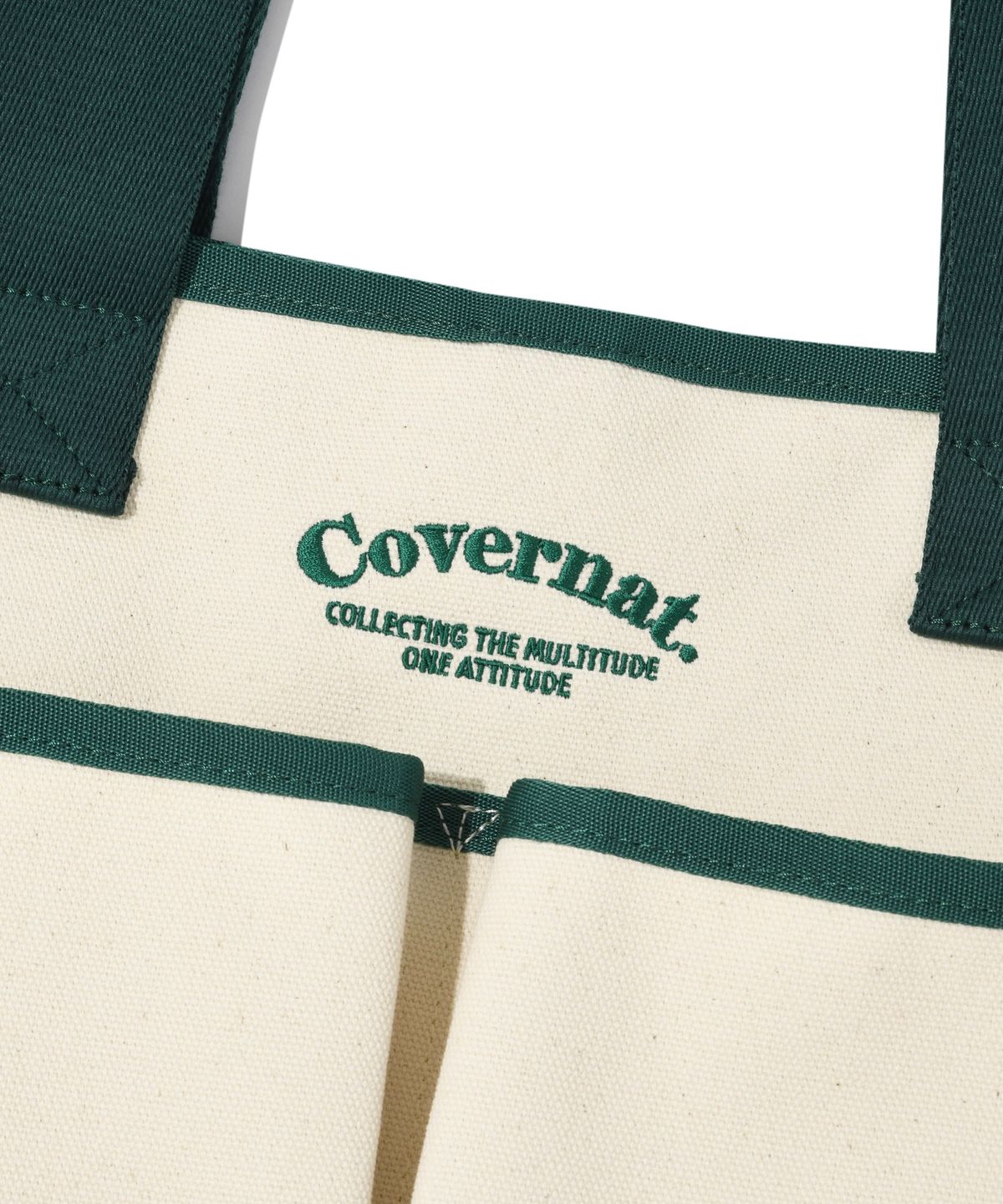 커버낫(COVERNAT) 아치 로고 빅 캔버스 토트백 그린