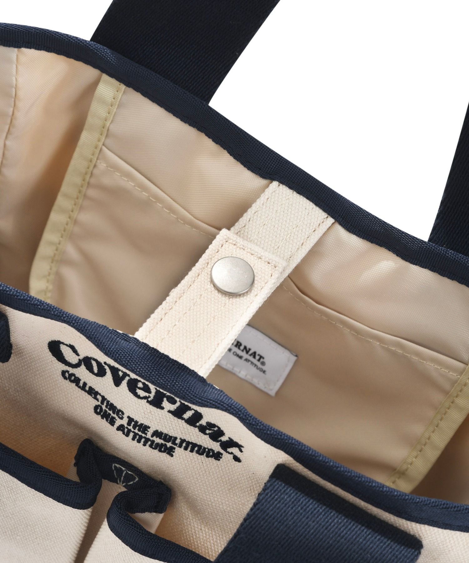 MUSINSA | COVERNAT Arch Logo Canvas Tote Bag Navy