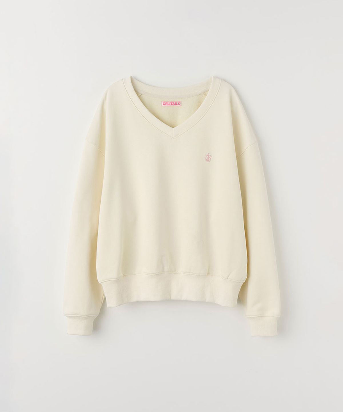 셀리테일즈(CELITAILS) MINI LOGO V-NECK SWEATSHIRT_IVORY