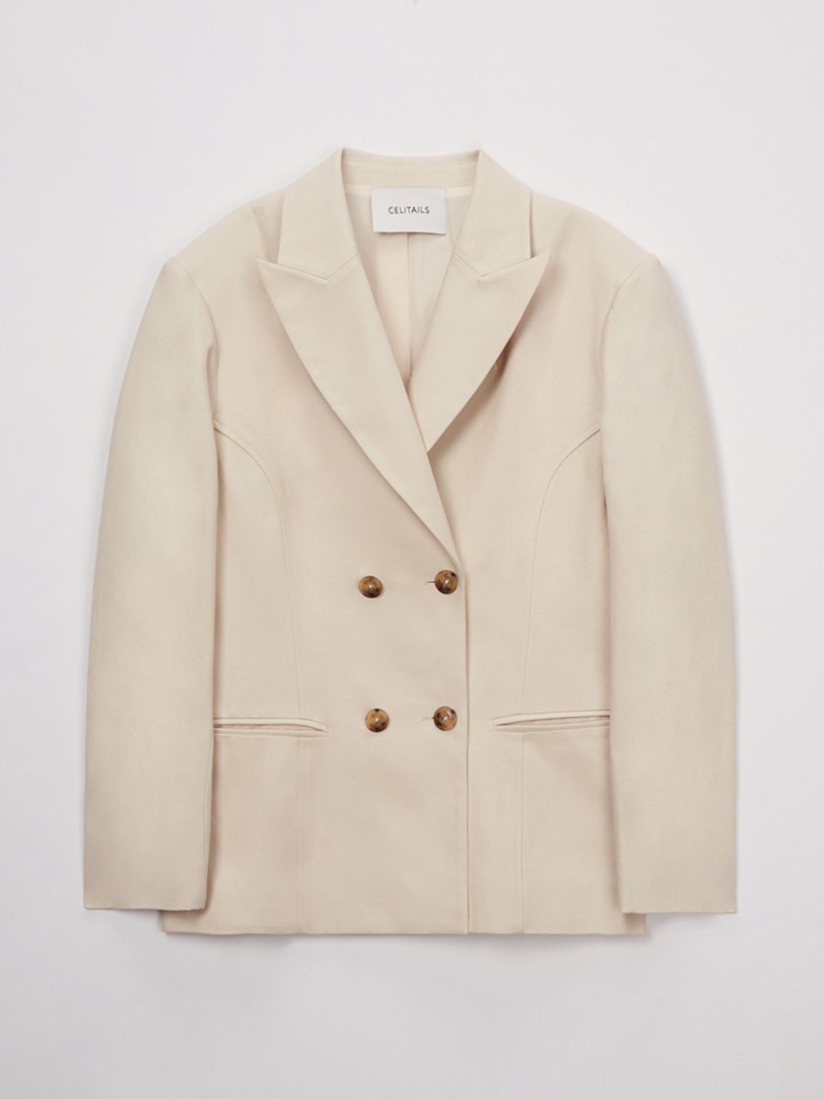 셀리테일즈(CELITAILS) PEAKED LAPEL DOUBLE JACKET_IVORY